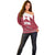 Latvia Off Shoulder Sweater with National Coat of Arms and Knit Pattern – Three Stars One Heart Design