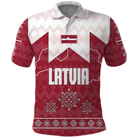 Latvia Polo Shirt with National Coat of Arms and Knit Pattern – Three Stars One Heart Design