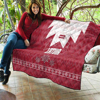 Latvia Quilt with National Coat of Arms and Knit Pattern – Three Stars One Heart Design