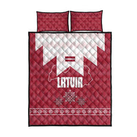 Latvia Quilt Bed Set with National Coat of Arms and Knit Pattern – Three Stars One Heart Design