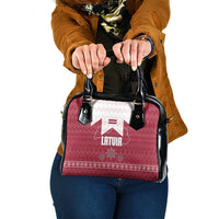 Latvia Shoulder Handbag with National Coat of Arms and Knit Pattern – Three Stars One Heart Design