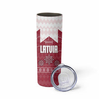 Latvia Skinny Tumbler with National Coat of Arms and Knit Pattern – Three Stars One Heart Design