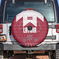 Latvia Spare Tire Cover with National Coat of Arms and Knit Pattern – Three Stars One Heart Design