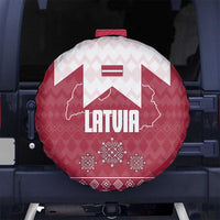Latvia Spare Tire Cover with National Coat of Arms and Knit Pattern – Three Stars One Heart Design