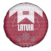 Latvia Spare Tire Cover with National Coat of Arms and Knit Pattern – Three Stars One Heart Design
