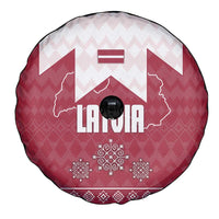 Latvia Spare Tire Cover with National Coat of Arms and Knit Pattern – Three Stars One Heart Design