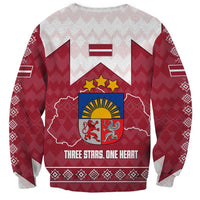 Latvia Sweatshirt with National Coat of Arms and Knit Pattern – Three Stars One Heart Design
