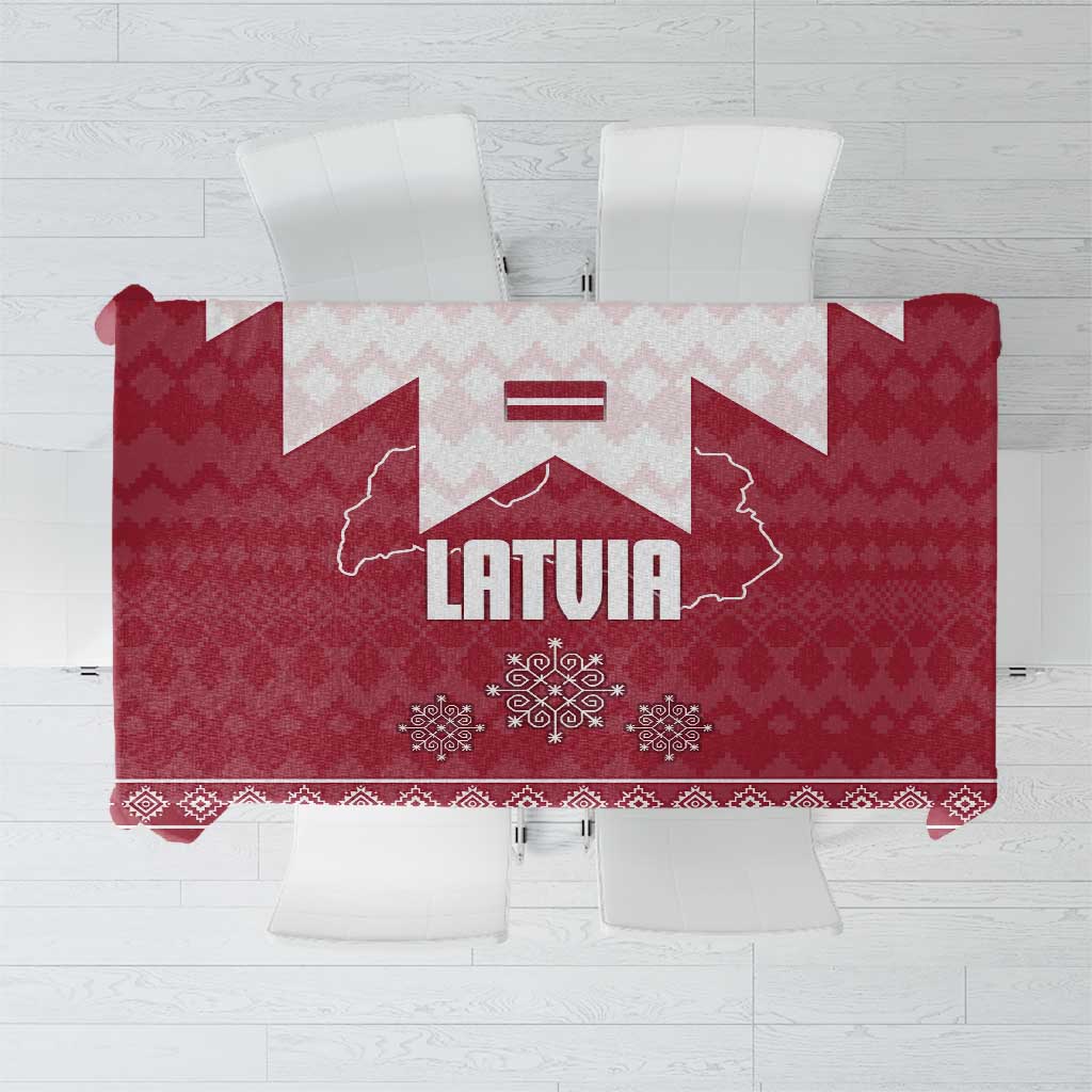Latvia Tablecloth with National Coat of Arms and Knit Pattern – Three Stars One Heart Design