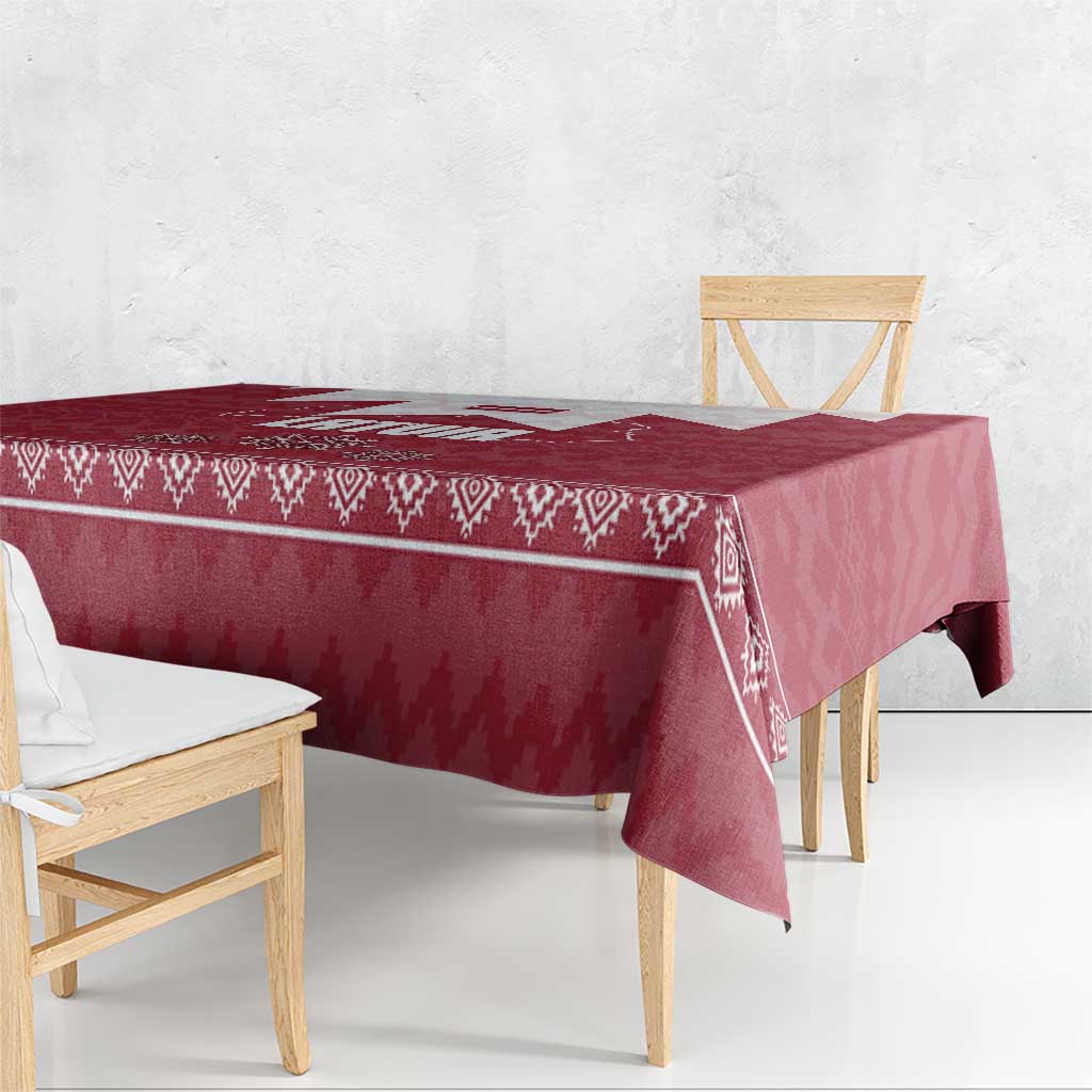 Latvia Tablecloth with National Coat of Arms and Knit Pattern – Three Stars One Heart Design