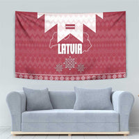 Latvia Tapestry with National Coat of Arms and Knit Pattern – Three Stars One Heart Design