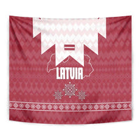 Latvia Tapestry with National Coat of Arms and Knit Pattern – Three Stars One Heart Design