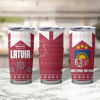 Latvia Tumbler Cup with National Coat of Arms and Knit Pattern – Three Stars One Heart Design