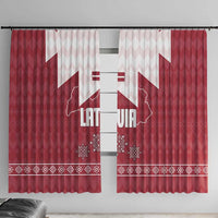 Latvia Window Curtain with National Coat of Arms and Knit Pattern – Three Stars One Heart Design