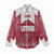 Latvia Women Casual Shirt with National Coat of Arms and Knit Pattern – Three Stars One Heart Design