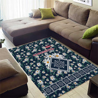 Latvia Area Rug with Margrietina Daisy and Ethnic Pattern – Latvia in Bloom Floral Design