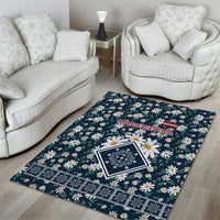 Latvia Area Rug with Margrietina Daisy and Ethnic Pattern – Latvia in Bloom Floral Design