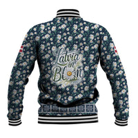 Latvia Baseball Jacket with Margrietina Daisy and Ethnic Pattern – Latvia in Bloom Floral Design