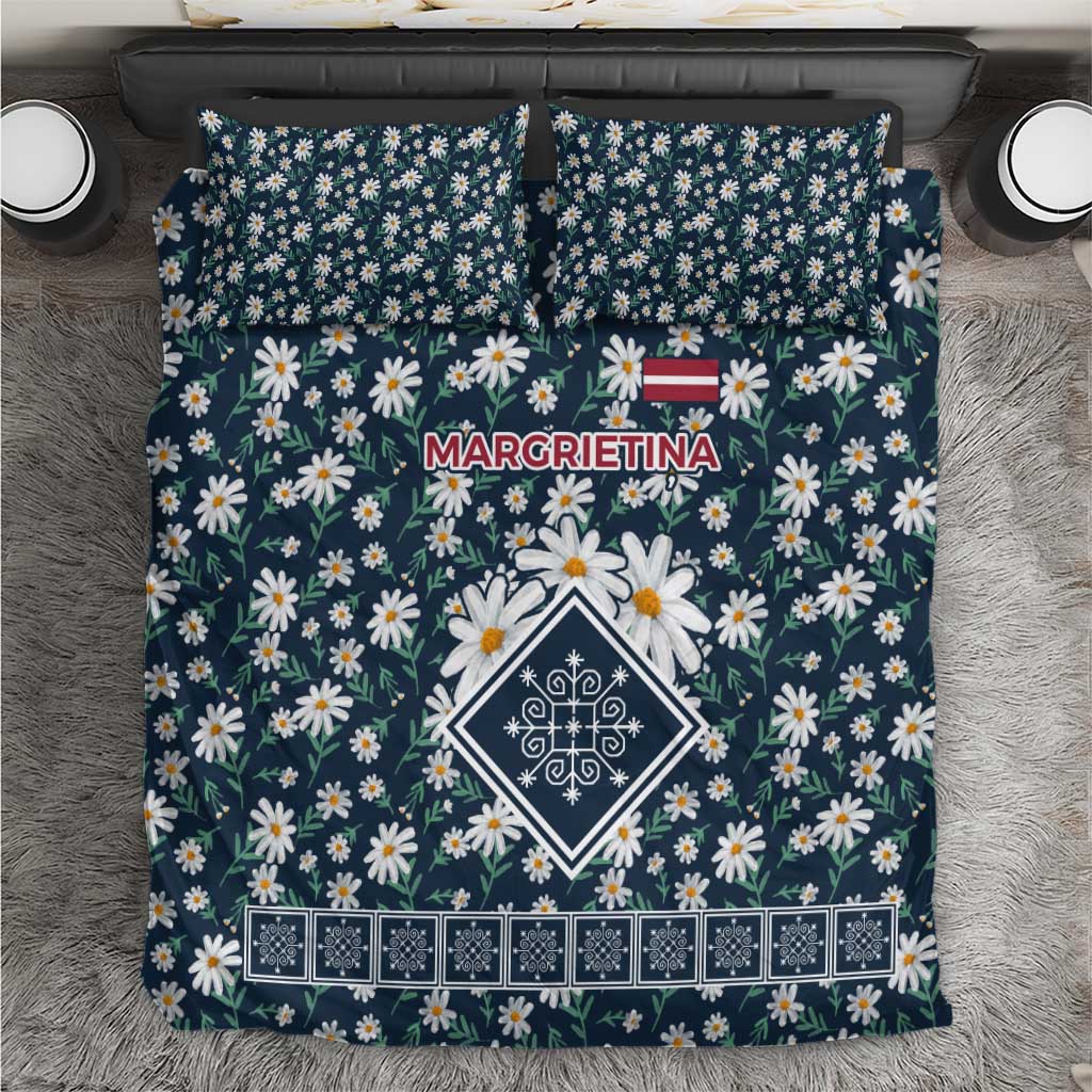 Latvia Bedding Set with Margrietina Daisy and Ethnic Pattern – Latvia in Bloom Floral Design