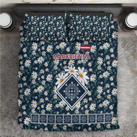 Latvia Bedding Set with Margrietina Daisy and Ethnic Pattern – Latvia in Bloom Floral Design