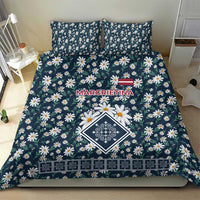 Latvia Bedding Set with Margrietina Daisy and Ethnic Pattern – Latvia in Bloom Floral Design
