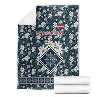 Latvia Blanket with Margrietina Daisy and Ethnic Pattern – Latvia in Bloom Floral Design