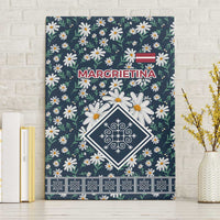 Latvia Canvas Wall Art with Margrietina Daisy and Ethnic Pattern – Latvia in Bloom Floral Design