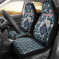 Latvia Car Seat Cover with Margrietina Daisy and Ethnic Pattern – Latvia in Bloom Floral Design