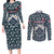 Latvia Couples Matching Long Sleeve Bodycon Dress and Long Sleeve Button Shirt with Margrietina Daisy and Ethnic Pattern – Latvia in Bloom Floral Design