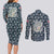 Latvia Couples Matching Long Sleeve Bodycon Dress and Long Sleeve Button Shirt with Margrietina Daisy and Ethnic Pattern – Latvia in Bloom Floral Design
