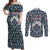 Latvia Couples Matching Off Shoulder Maxi Dress and Long Sleeve Button Shirt with Margrietina Daisy and Ethnic Pattern – Latvia in Bloom Floral Design