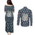 Latvia Couples Matching Puletasi and Long Sleeve Button Shirt with Margrietina Daisy and Ethnic Pattern – Latvia in Bloom Floral Design