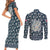 Latvia Couples Matching Short Sleeve Bodycon Dress and Long Sleeve Button Shirt with Margrietina Daisy and Ethnic Pattern – Latvia in Bloom Floral Design