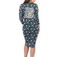 Latvia Family Matching Long Sleeve Bodycon Dress and Hawaiian Shirt with Margrietina Daisy and Ethnic Pattern – Latvia in Bloom Floral Design