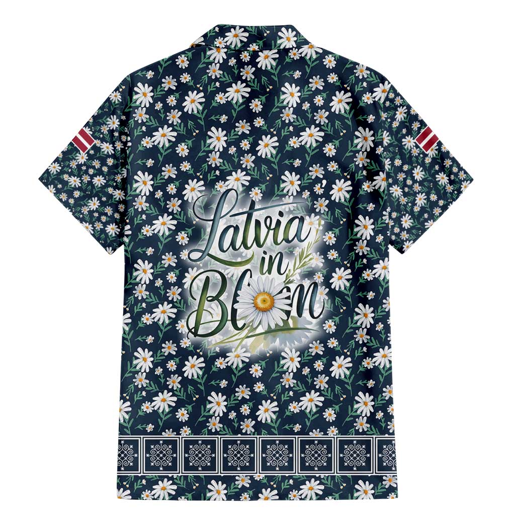 Latvia Family Matching Mermaid Dress and Hawaiian Shirt with Margrietina Daisy and Ethnic Pattern – Latvia in Bloom Floral Design