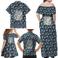 Latvia Family Matching Off Shoulder Maxi Dress and Hawaiian Shirt with Margrietina Daisy and Ethnic Pattern – Latvia in Bloom Floral Design