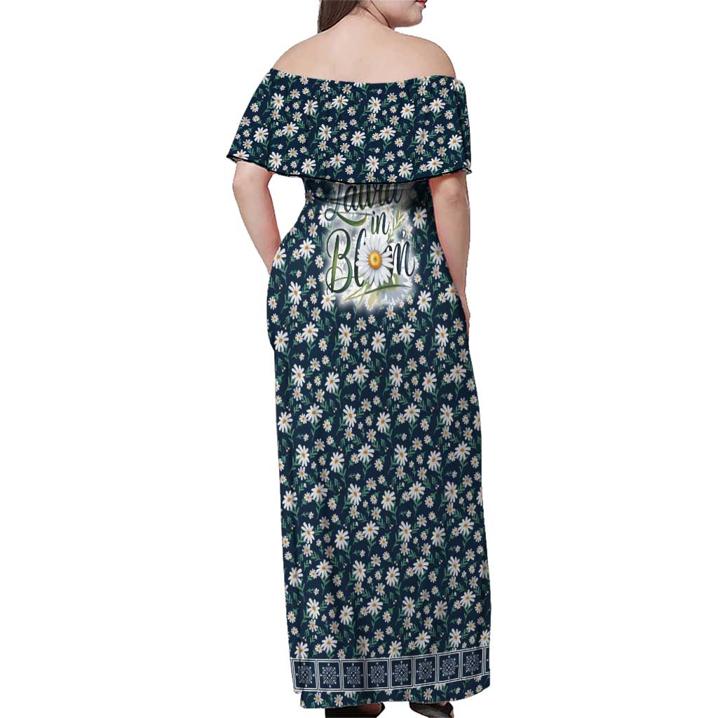 Latvia Family Matching Off Shoulder Maxi Dress and Hawaiian Shirt with Margrietina Daisy and Ethnic Pattern – Latvia in Bloom Floral Design