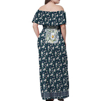 Latvia Family Matching Off Shoulder Maxi Dress and Hawaiian Shirt with Margrietina Daisy and Ethnic Pattern – Latvia in Bloom Floral Design