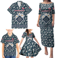 Latvia Family Matching Puletasi and Hawaiian Shirt with Margrietina Daisy and Ethnic Pattern – Latvia in Bloom Floral Design