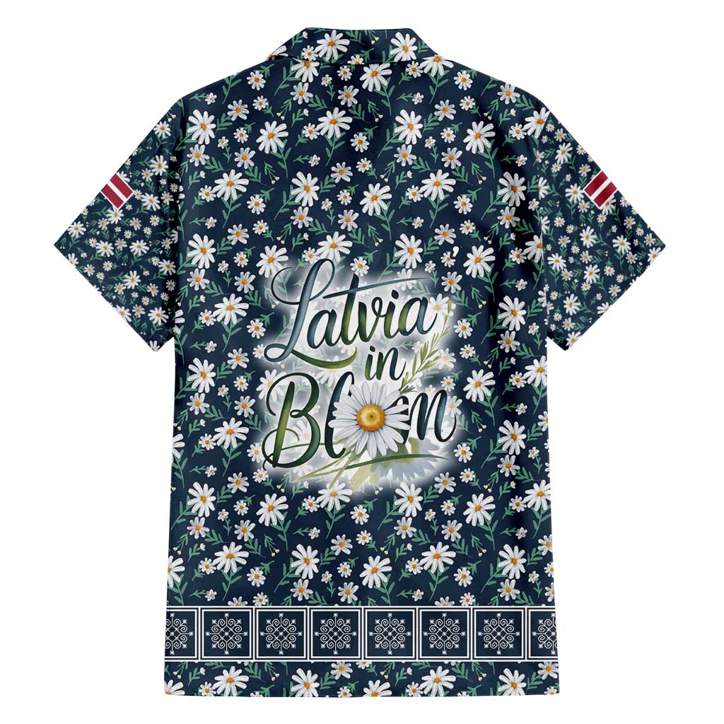 Latvia Family Matching Puletasi and Hawaiian Shirt with Margrietina Daisy and Ethnic Pattern – Latvia in Bloom Floral Design