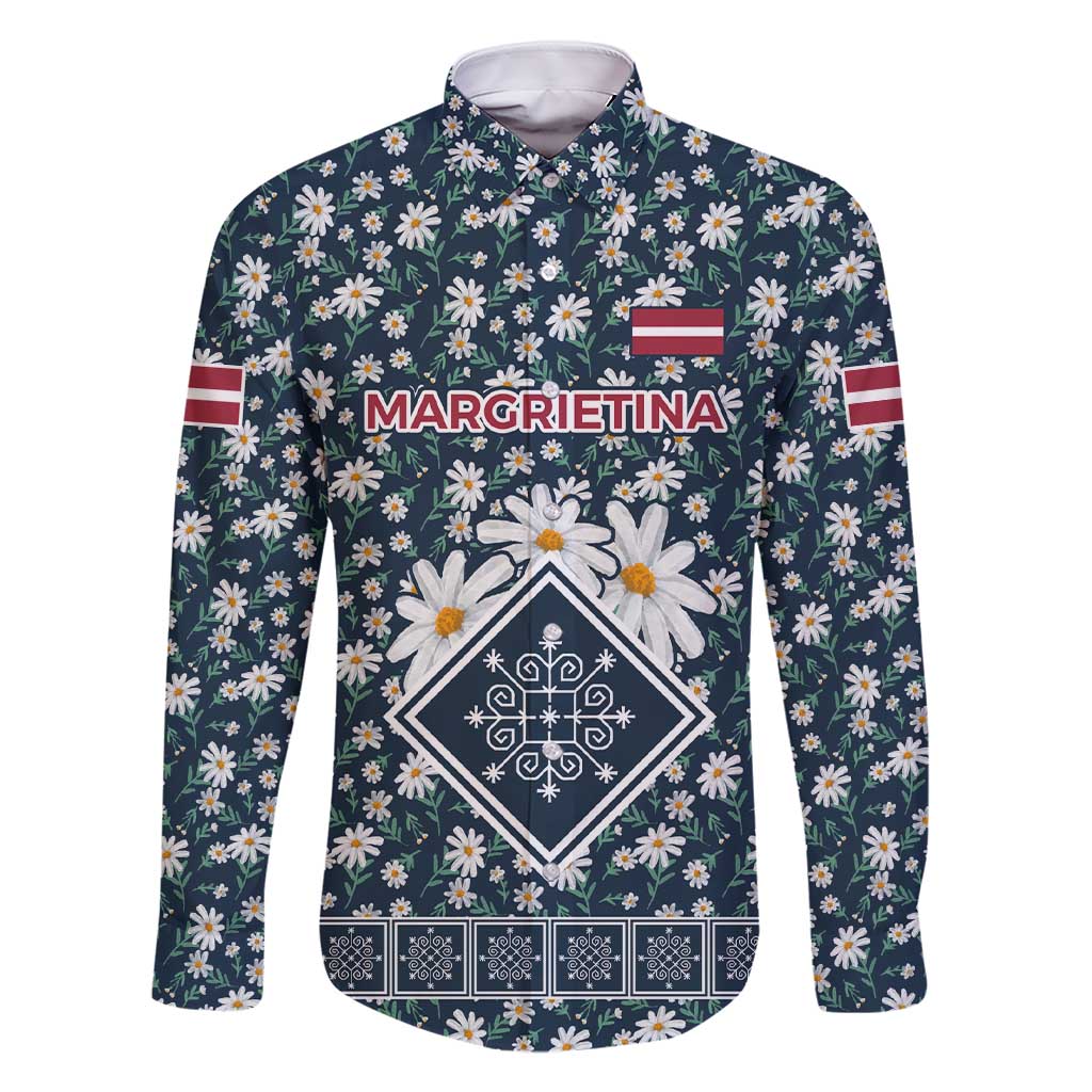 Latvia Family Matching Short Sleeve Bodycon Dress and Hawaiian Shirt with Margrietina Daisy and Ethnic Pattern – Latvia in Bloom Floral Design