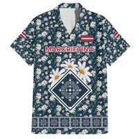 Latvia Family Matching Tank Maxi Dress and Hawaiian Shirt with Margrietina Daisy and Ethnic Pattern – Latvia in Bloom Floral Design