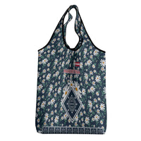 Latvia Grocery Bag with Margrietina Daisy and Ethnic Pattern – Latvia in Bloom Floral Design