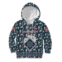 Latvia Kid Hoodie with Margrietina Daisy and Ethnic Pattern – Latvia in Bloom Floral Design