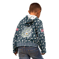 Latvia Kid Hoodie with Margrietina Daisy and Ethnic Pattern – Latvia in Bloom Floral Design