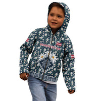 Latvia Kid Hoodie with Margrietina Daisy and Ethnic Pattern – Latvia in Bloom Floral Design