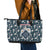 Latvia Leather Tote Bag with Margrietina Daisy and Ethnic Pattern – Latvia in Bloom Floral Design