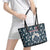 Latvia Leather Tote Bag with Margrietina Daisy and Ethnic Pattern – Latvia in Bloom Floral Design