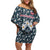 Latvia Off Shoulder Short Dress with Margrietina Daisy and Ethnic Pattern – Latvia in Bloom Floral Design