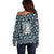 Latvia Off Shoulder Sweater with Margrietina Daisy and Ethnic Pattern – Latvia in Bloom Floral Design