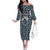 Latvia Off The Shoulder Long Sleeve Dress with Margrietina Daisy and Ethnic Pattern – Latvia in Bloom Floral Design